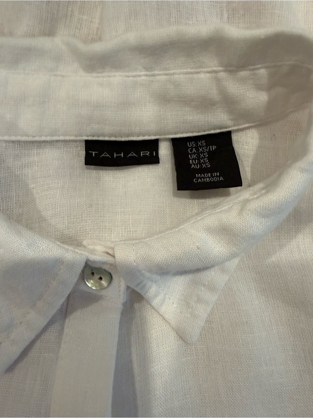 Tahari White Linen Button Down Long Shirt Dress - Picture 5 of 6